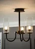 ValueLights Canya 3 Way Black Ceiling Light Clear Ribbed Shades - One Size Image 1