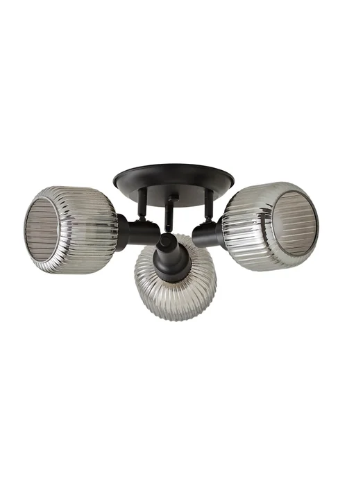 ValueLights Calpe 3 Way Black Ceiling Spotlight Ribbed Smoked Shades - One Size Image 5