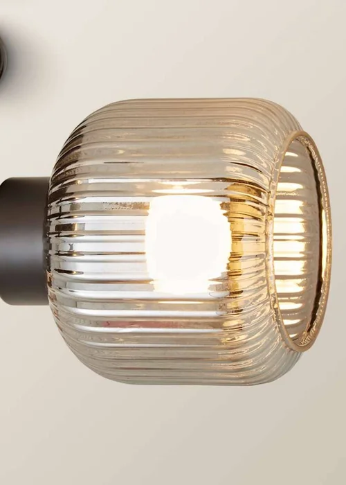 ValueLights Calpe 3 Way Black Ceiling Spotlight Ribbed Smoked Shades - One Size Image 4