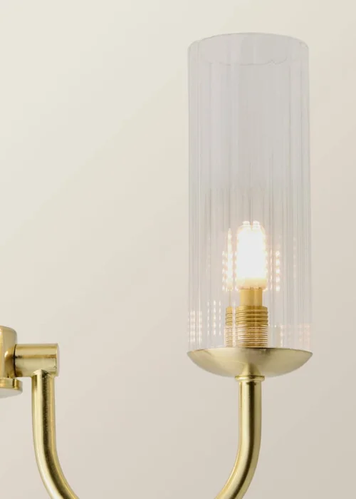 ValueLights Canya 3 Way Gold Ceiling Light Clear Ribbed Shades - One Size Image 5