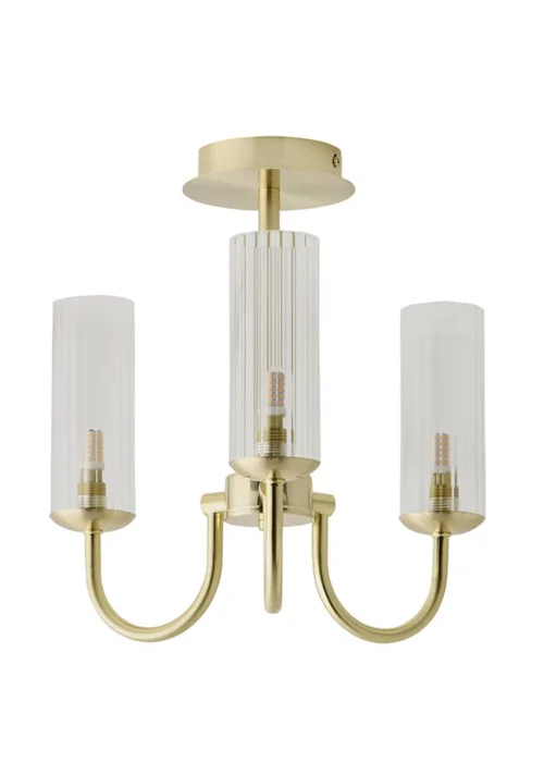 ValueLights Canya 3 Way Gold Ceiling Light Clear Ribbed Shades - One Size Image 4