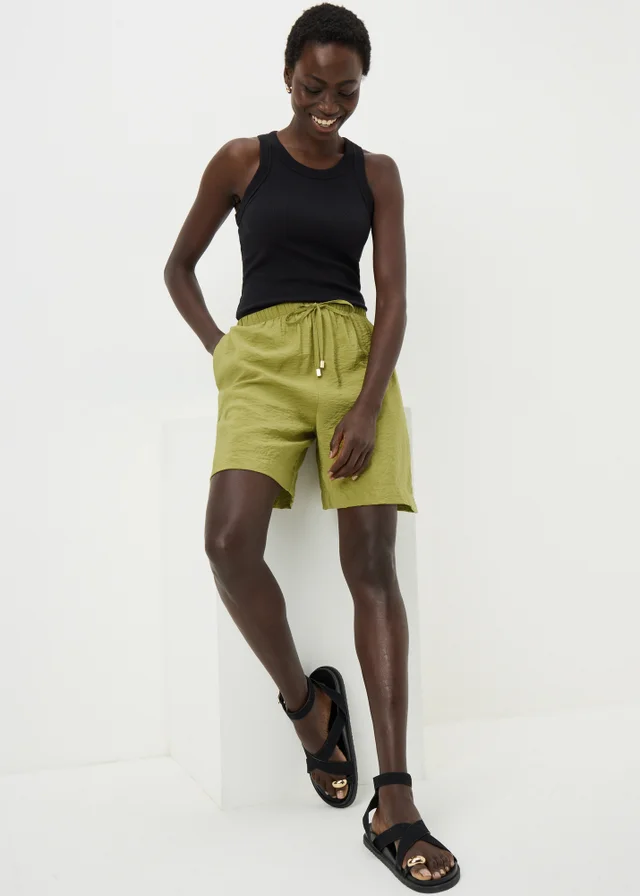 Olive Airflow Tied Shorts