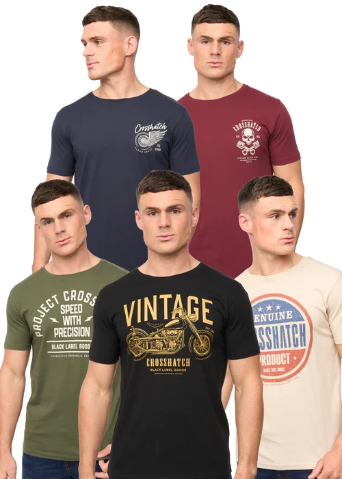 Crosshatch Assorted Motohub T-Shirt 5pk - Large Image 1