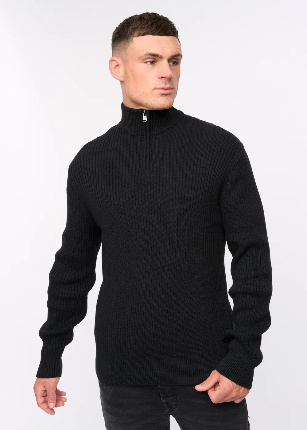 Crosshatch Black Havaline 1/4 Zip Knit - XXL Image 1