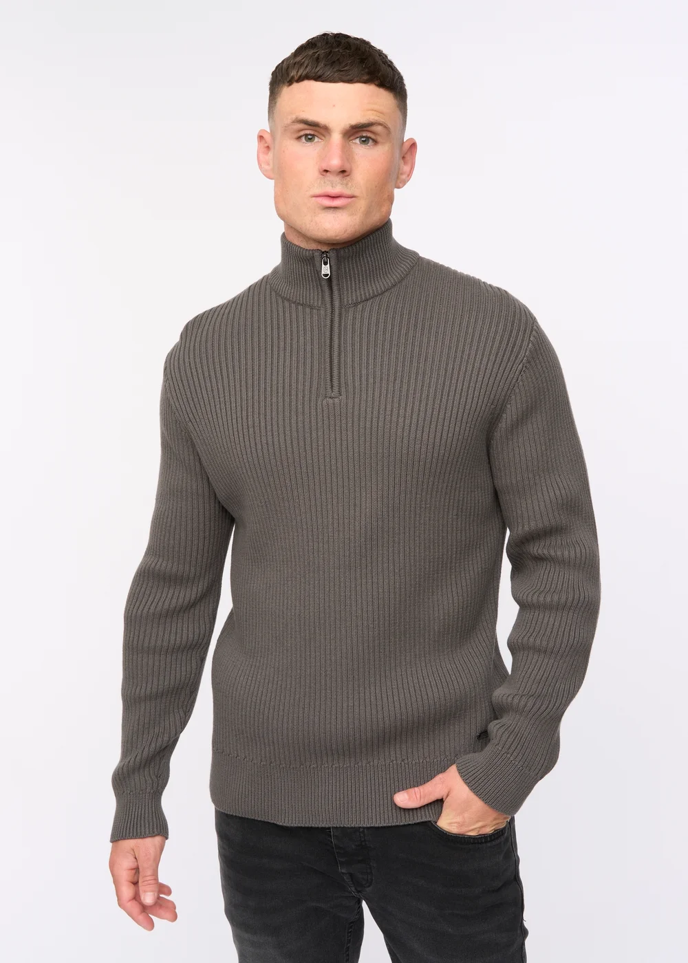 Crosshatch Charcoal Havaline 1/4 Zip Knit - XXL Image 1