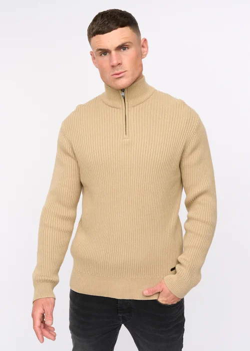 Crosshatch Stone Havaline 1/4 Zip Knit - Small Image 1