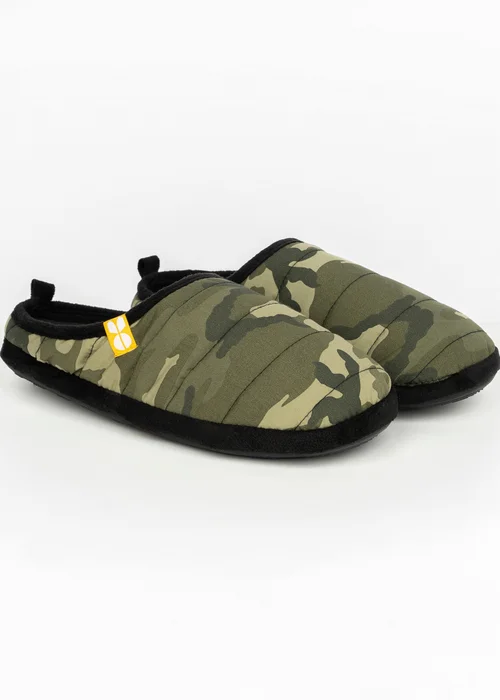 Crosshatch Olive Camo Padfoot Slippers - Size 11-12 Image 1