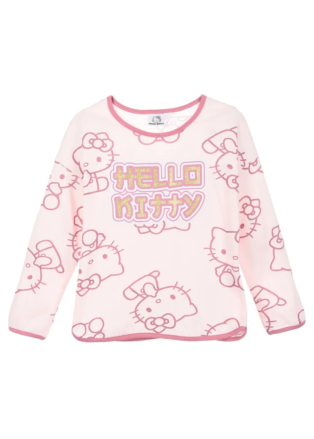Ada & Ted Hello Kitty Cat Kids Pink Long Sleeve Top (4-12 Years)