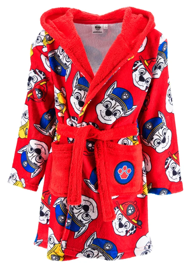 Ada & Ted Paw Patrol Pattern Kids Red Dressing Gown (3-6 Years)