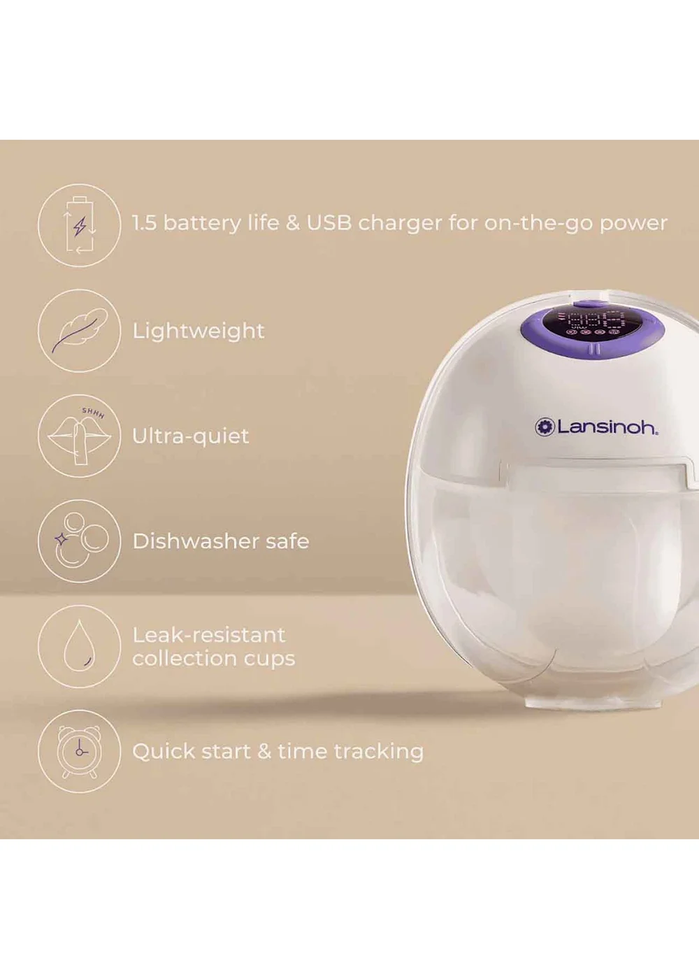 Lansinoh Clear Wearable Single Breast Pump - One Size Image 2