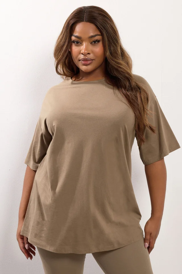 Yours Brown Relaxed Longline T-Shirt