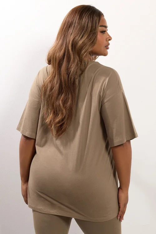 Yours Brown Relaxed Longline T-Shirt - Size 14 Clothing Image 3