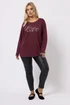 Yours Curve Wine Red 'Love' Long Sleeve T-Shirt - Size 18 Clothing Image 2