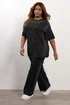 Yours Black Studded Oversized T-Shirt - Size 26-28 Clothing Image 3