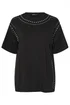 Yours Black Studded Oversized T-Shirt - Size 26-28 Clothing Image 5