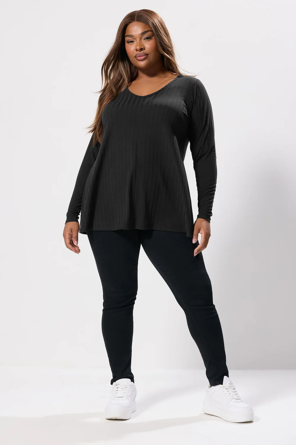Yours Curve Black Ribbed Swing T-Shirt - Size 30-32 Clothing Image 2