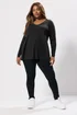 Yours Curve Black Ribbed Swing T-Shirt - Size 30-32 Clothing Image 2