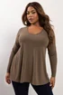 Yours Curve Mocha Brown Ribbed Swing T-Shirt - Size 22-24 Image 1