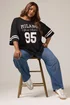 Yours Curve Black 'Milano 95' Varsity Oversized T-Shirt - Size 16 Clothing Image 2