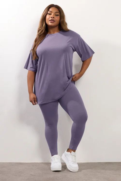 Yours Purple Relaxed Longline T-Shirt - Size 18 Clothing Image 2