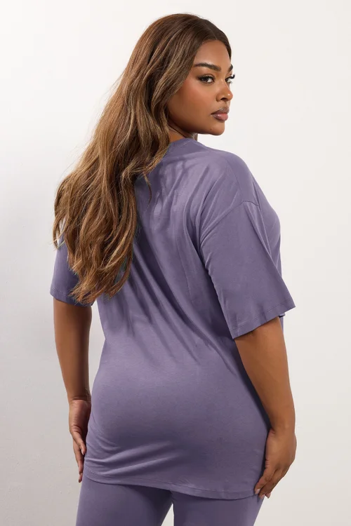 Yours Purple Relaxed Longline T-Shirt - Size 18 Clothing Image 3