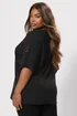 Yours Curve Black Embellished Cherry Oversized T-Shirt - Size 22-24 Image 3