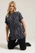 Yours Curve Grey Leopard Print Grown On Sleeve T-Shirt - Size 26-28 Clothing Image 1