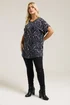 Yours Curve Grey Leopard Print Grown On Sleeve T-Shirt - Size 26-28 Clothing Image 2