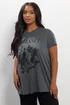 Yours Grey Floral 'Romance' Embellished Slogan T-Shirt - Size 14 Clothing Image 2