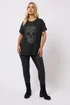 Yours Black Skull Embellished Graphic T-Shirt - Size 22-24 Image 2
