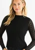 Gini London Black High Neck Jersey Lace Long Sleeves Top - 16 Image 3