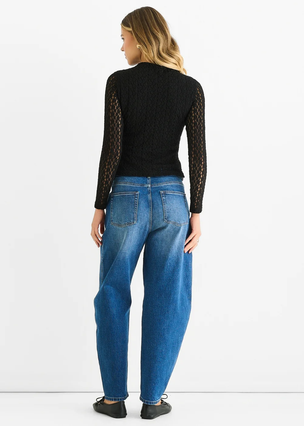 Gini London Black High Neck Jersey Lace Long Sleeves Top - 16 Image 2