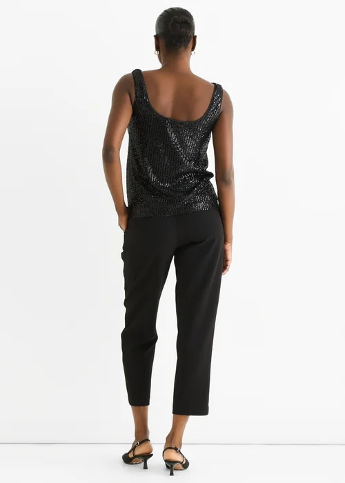 Gini London Black Sequin Cowl Neck Cami Top - 8 Image 2
