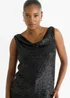 Gini London Black Sequin Cowl Neck Cami Top - 8 Image 3
