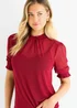 Gini London Red HIgh Neck Lace loose Fit Blouse - 12 Image 3