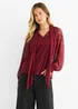 Gini London Burgundy Animal Lace Neck Tie Detail Blouse - 14 Image 3