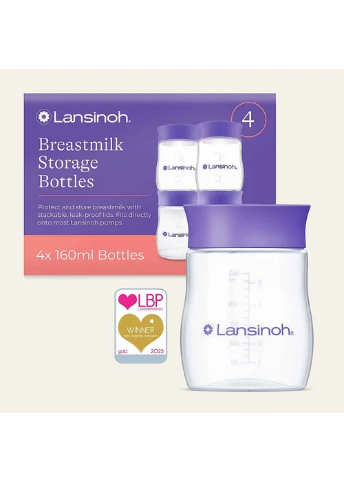 Lansinoh Clear Plastic Milk Storage Bottles 4 Pack - One Size Image 1