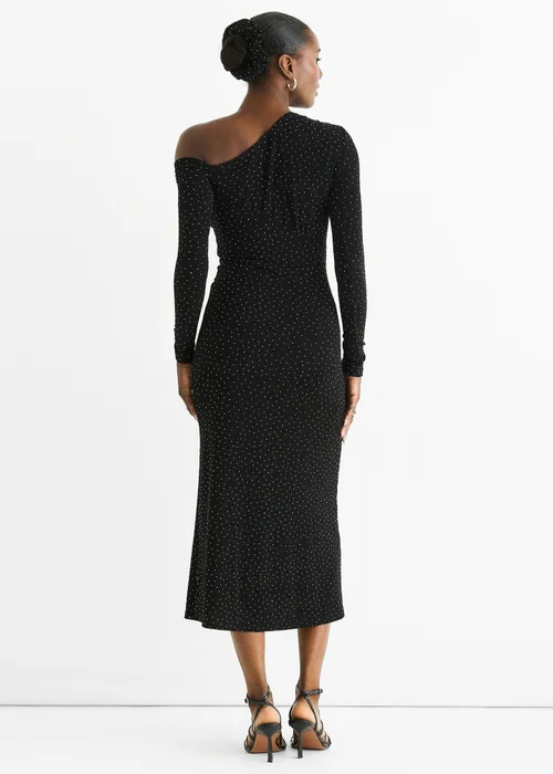 Gini London Black Hot Fix Studded Jersey Midi Dress - 14 Image 2