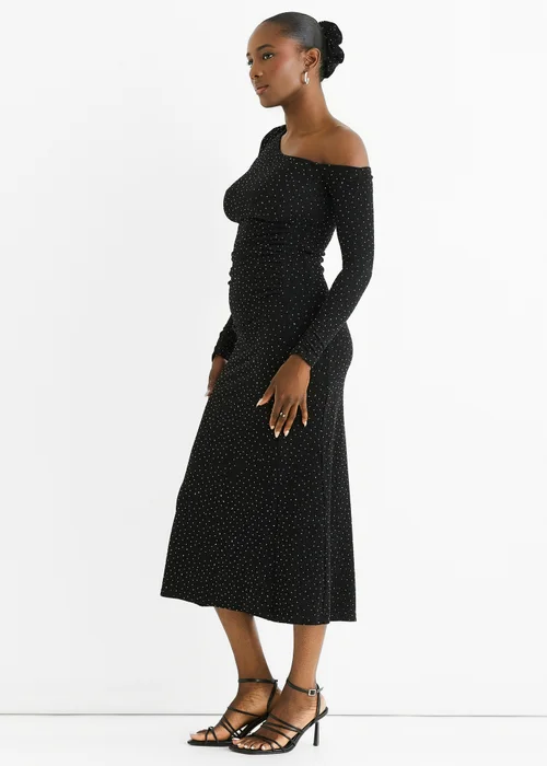 Gini London Black Hot Fix Studded Jersey Midi Dress - 14 Image 4