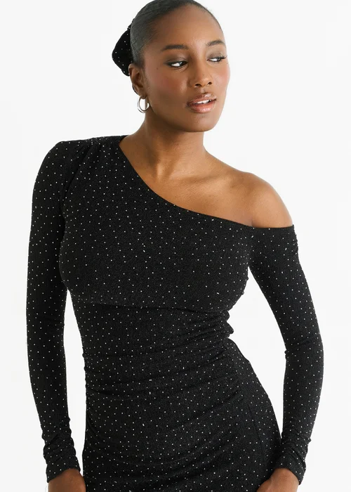 Gini London Black Hot Fix Studded Jersey Midi Dress - 14 Image 3