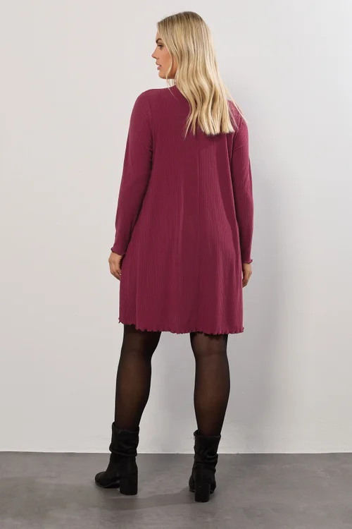 Yours Red Lettuce Edge Tunic Dress - 16 Image 4