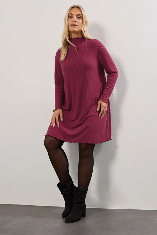 Yours Red Lettuce Edge Tunic Dress - 16 Image 1