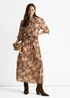 Gini London Brown Animal Printed Shirt Midi Dress - 12 Image 1