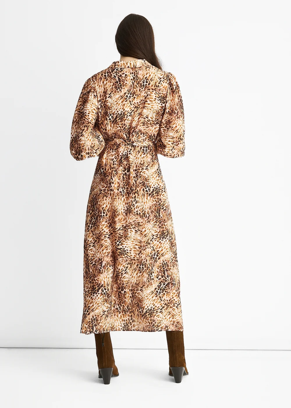 Gini London Brown Animal Printed Shirt Midi Dress - 12 Image 2