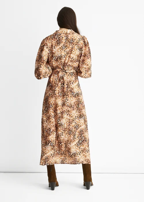 Gini London Brown Animal Printed Shirt Midi Dress - 12 Image 2