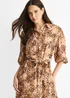 Gini London Brown Animal Printed Shirt Midi Dress - 12 Image 3