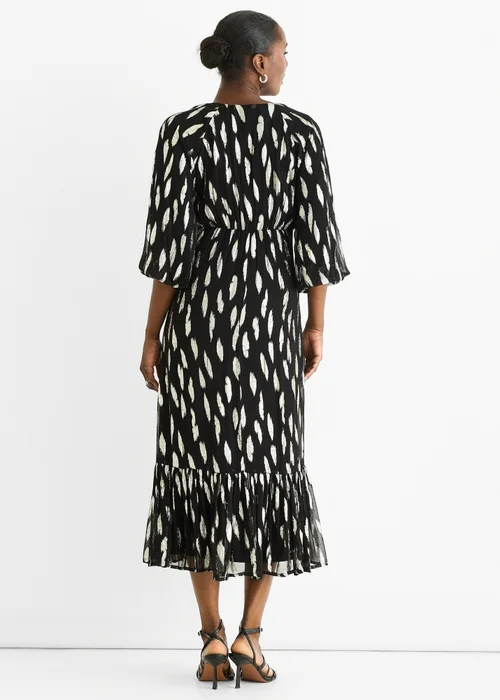 Gini London Black Viscose Clipped Balloon Sleeve Midi Dress - 10 Image 2