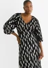 Gini London Black Viscose Clipped Balloon Sleeve Midi Dress - 10 Image 3