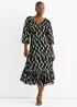 Gini London Black Viscose Clipped Balloon Sleeve Midi Dress - 10 Image 1