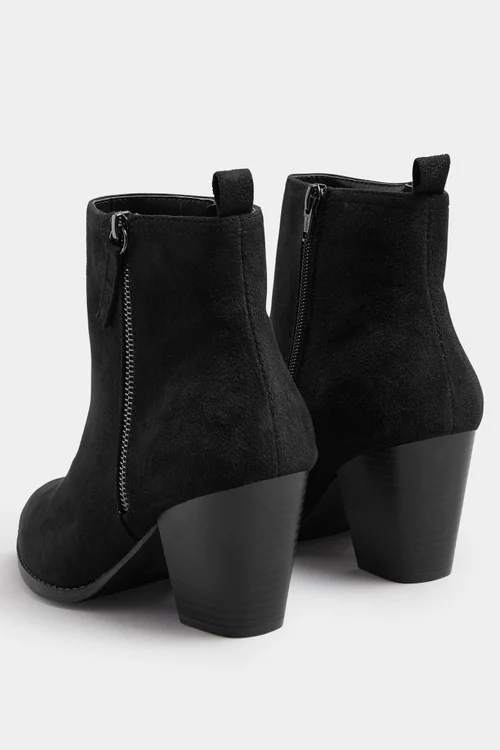 Yours Black Faux Suede Block Heel Ankle Boots In Wide E Fit & Extra Wide EEE Fit - 5 Extra Wide Image 4